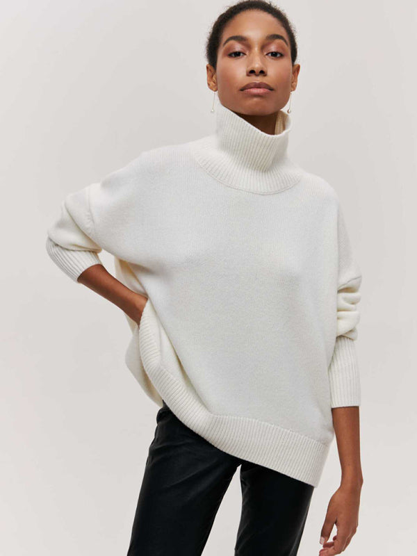 New loose half turtleneck autumn and winter sweater-[Adult]-[Female]-White-S-2022 Online Blue Zone Planet