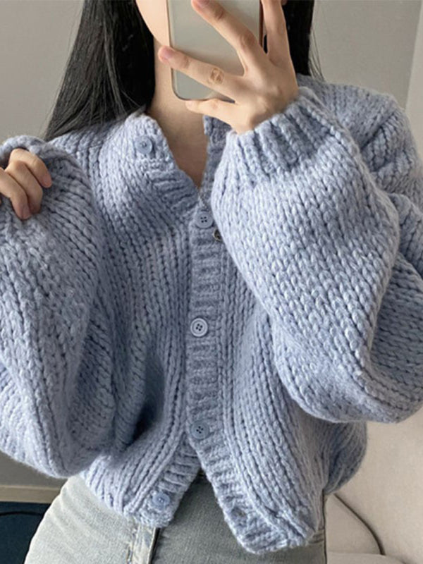 short thickened sweater cardigan BLUE ZONE PLANET