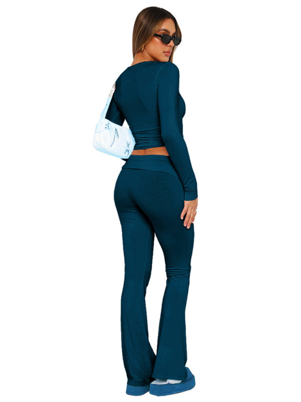 New women's able, comfortable, slim, slim, anti-waist, low-waist flared pants-[Adult]-[Female]-2022 Online Blue Zone Planet