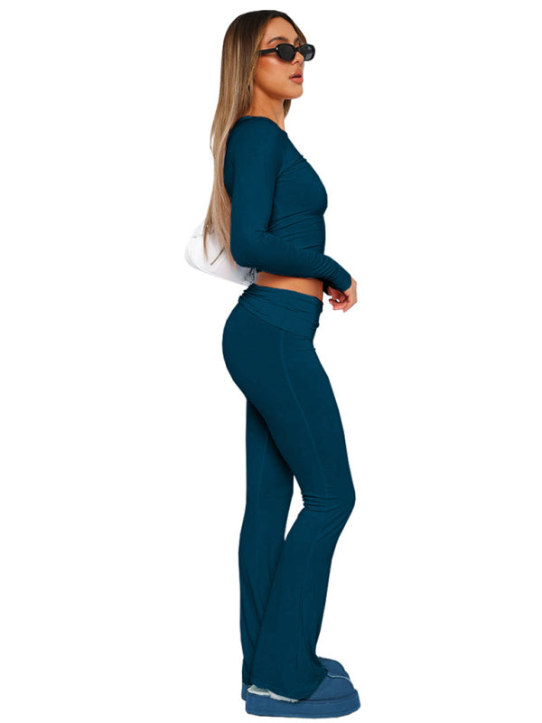 , comfortable, slim, slim, anti-waist, low-waist flared pants-TOPS / DRESSES-[Adult]-[Female]-2022 Online Blue Zone Planet