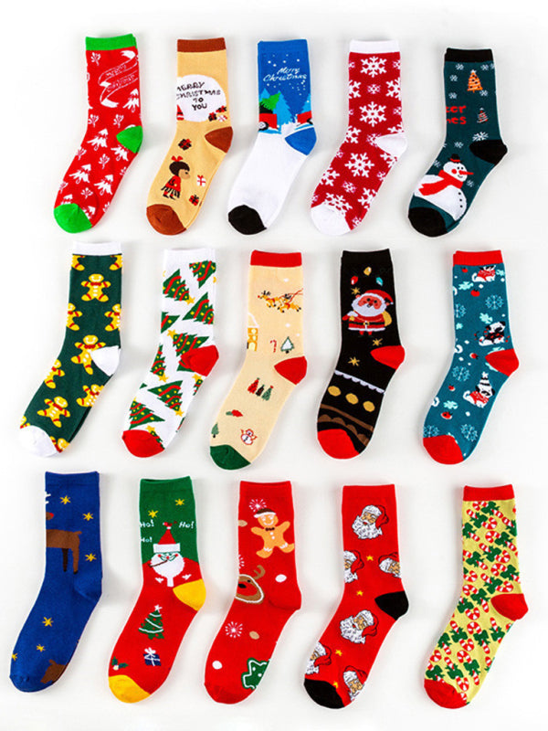 autumn and winter Christmas mid-calf socks Christmas socks-[Adult]-[Female]-Cracker khaki-FREESIZE-2022 Online Blue Zone Planet