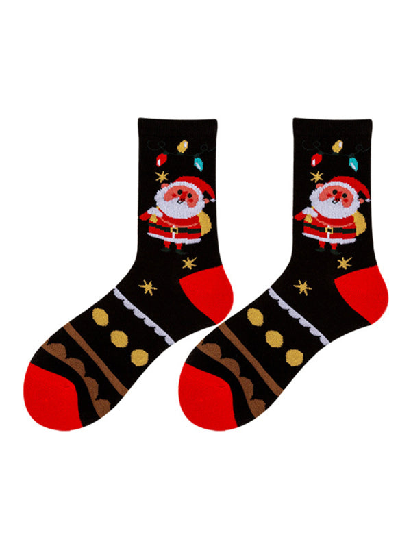 autumn and winter Christmas mid-calf socks Christmas socks-[Adult]-[Female]-Black-FREESIZE-2022 Online Blue Zone Planet