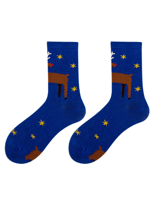 autumn and winter Christmas mid-calf socks Christmas socks-[Adult]-[Female]-Pattern7-FREESIZE-2022 Online Blue Zone Planet