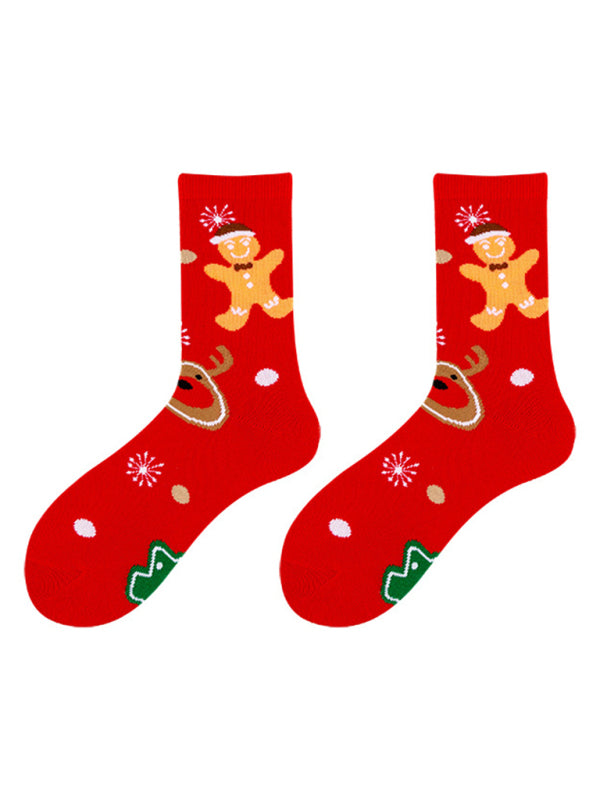 autumn and winter Christmas mid-calf socks Christmas socks-[Adult]-[Female]-Red-FREESIZE-2022 Online Blue Zone Planet