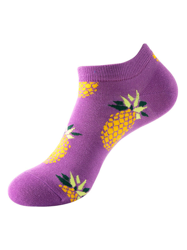 "Fruit Print Fun Ankle Socks"-[Adult]-[Female]-Pattern6-FREESIZE-2022 Online Blue Zone Planet
