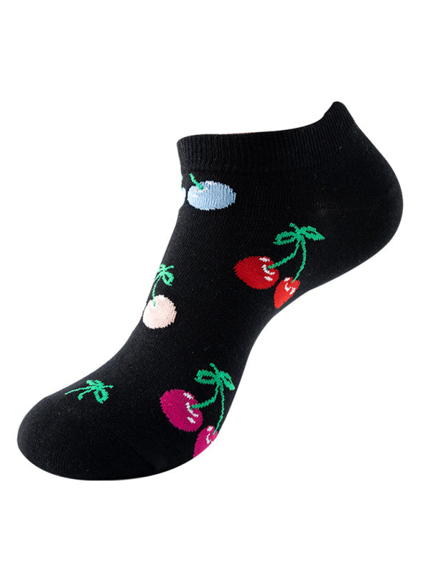"Fruit Print Fun Ankle Socks"-[Adult]-[Female]-Pattern2-FREESIZE-2022 Online Blue Zone Planet