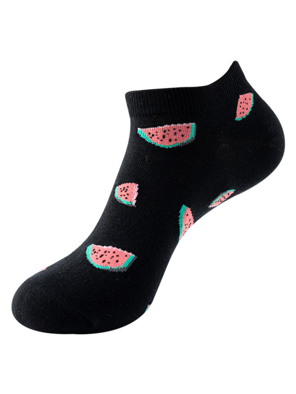 "Fruit Print Fun Ankle Socks"-[Adult]-[Female]-Pattern5-FREESIZE-2022 Online Blue Zone Planet