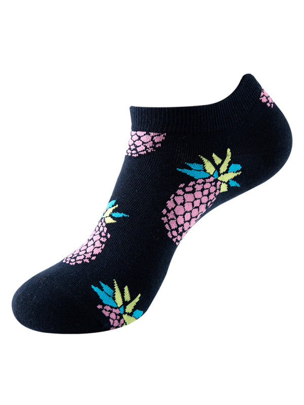 "Fruit Print Fun Ankle Socks"-[Adult]-[Female]-Pattern6-FREESIZE-2022 Online Blue Zone Planet