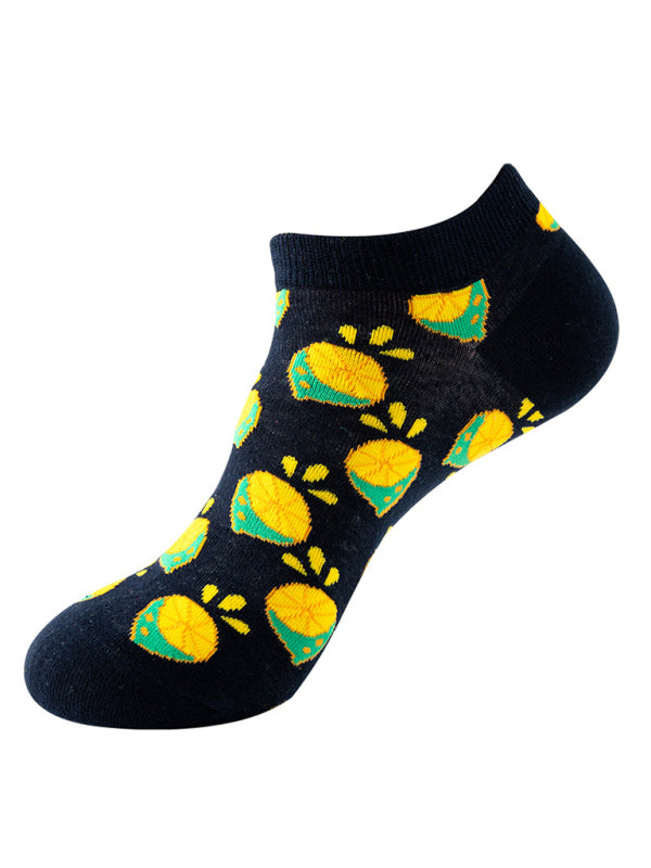 "Fruit Print Fun Ankle Socks"-[Adult]-[Female]-Pattern7-FREESIZE-2022 Online Blue Zone Planet