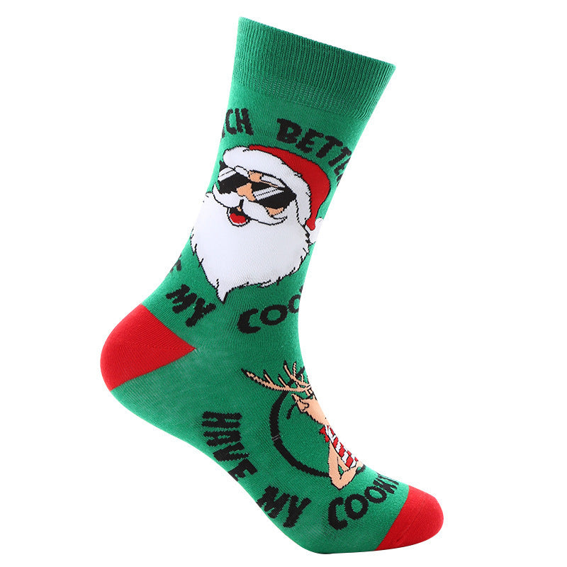 Christmas Mid-calf Santa Claus Socks-SOCKS-[Adult]-[Female]-2022 Online Blue Zone Planet