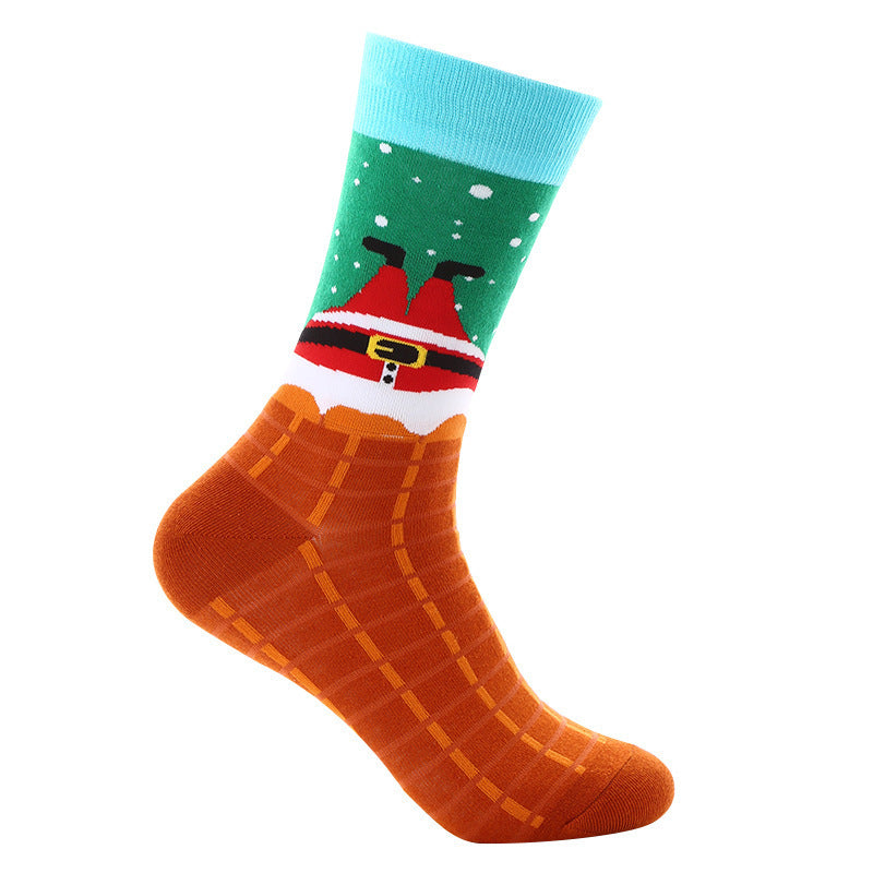 Christmas Mid-calf Santa Claus Socks-SOCKS-[Adult]-[Female]-Pattern3-FREESIZE-2022 Online Blue Zone Planet