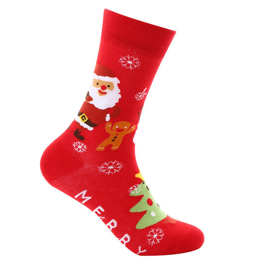 Christmas Mid-calf Santa Claus Socks-SOCKS-[Adult]-[Female]-Pattern7-FREESIZE-2022 Online Blue Zone Planet