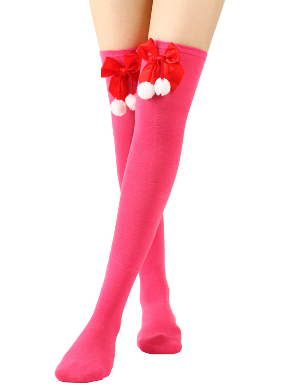 New bow Christmas socks ball socks over the knee socks women's long Christmas striped stockings-[Adult]-[Female]-Pattern6-FREESIZE-2022 Online Blue Zone Planet