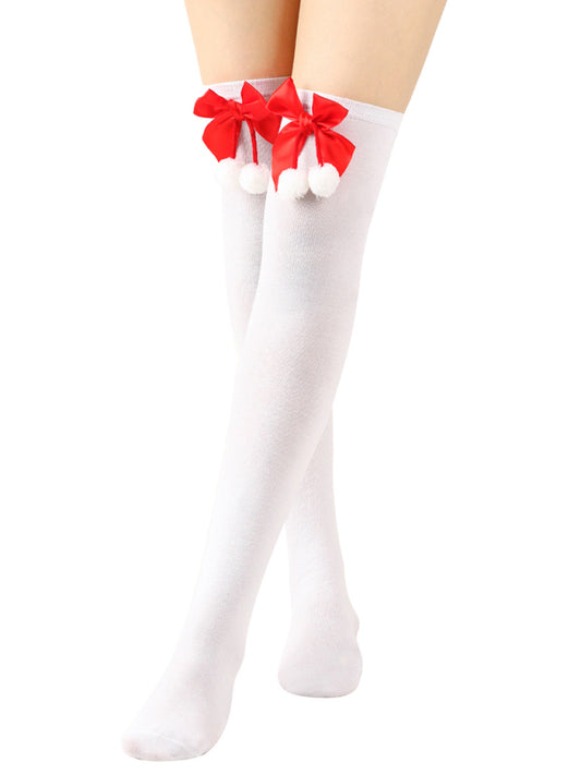 New bow Christmas socks ball socks over the knee socks women's long Christmas striped stockings-[Adult]-[Female]-Pattern7-FREESIZE-2022 Online Blue Zone Planet