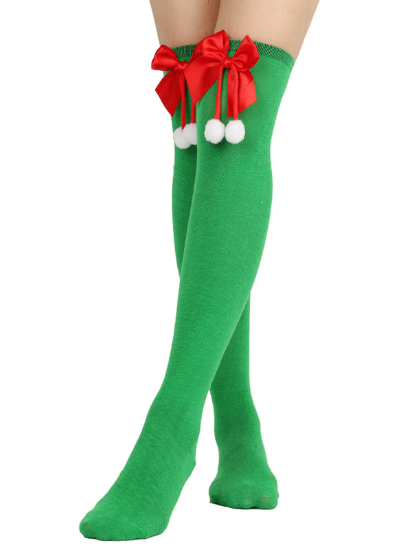 New bow Christmas socks ball socks over the knee socks women's long Christmas striped stockings-[Adult]-[Female]-Pattern9-FREESIZE-2022 Online Blue Zone Planet