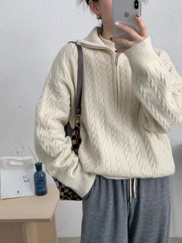 Blue Zone Planet |  zipper twist pullover sweater BLUE ZONE PLANET