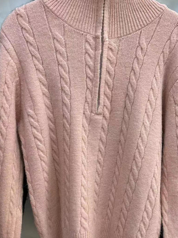 Blue Zone Planet |  zipper twist pullover sweater BLUE ZONE PLANET
