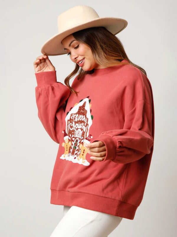 Christie's Festive Gingerbread House Print Hoodie-TOPS / DRESSES-[Adult]-[Female]-2022 Online Blue Zone Planet