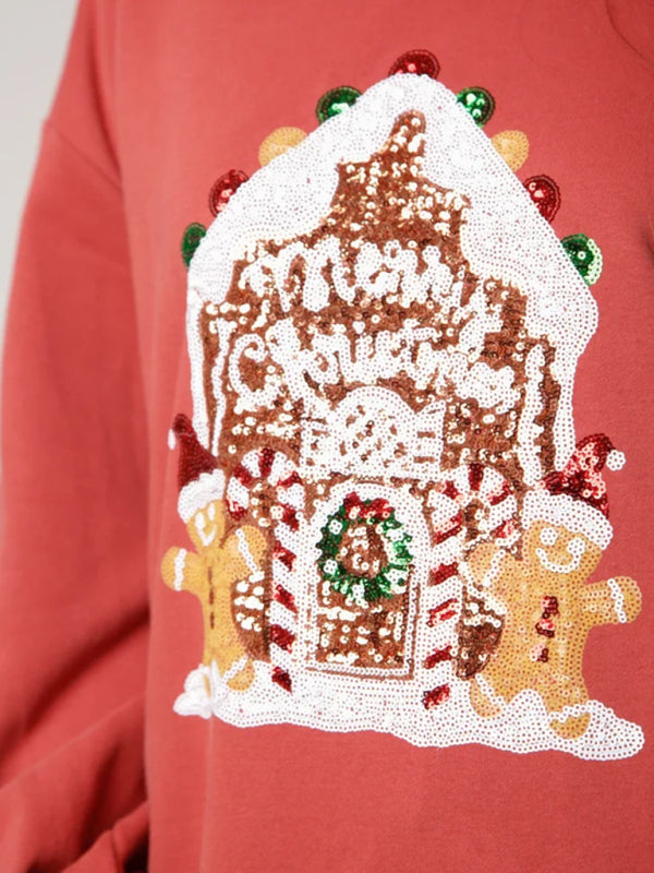 Lynn's Festive Gingerbread House Print Hoodie-TOPS / DRESSES-[Adult]-[Female]-2022 Online Blue Zone Planet