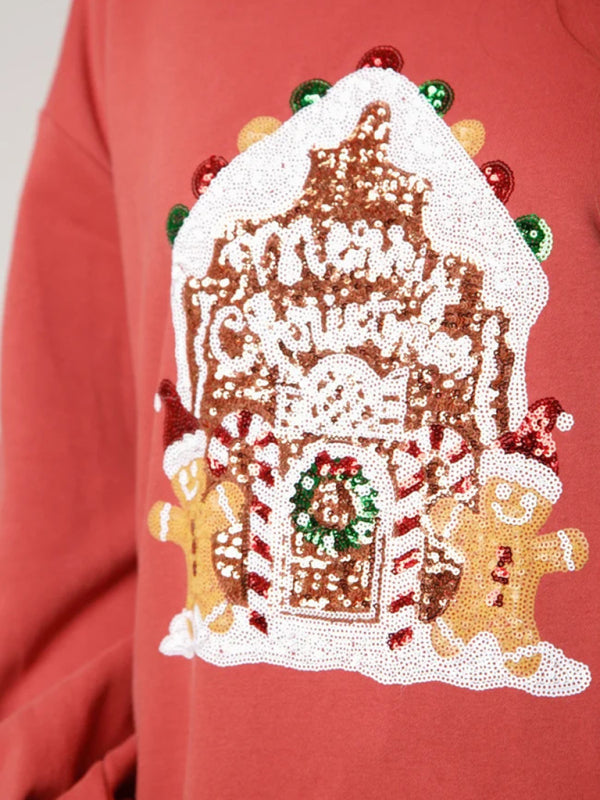 Christie's Festive Gingerbread House Print Hoodie-TOPS / DRESSES-[Adult]-[Female]-2022 Online Blue Zone Planet
