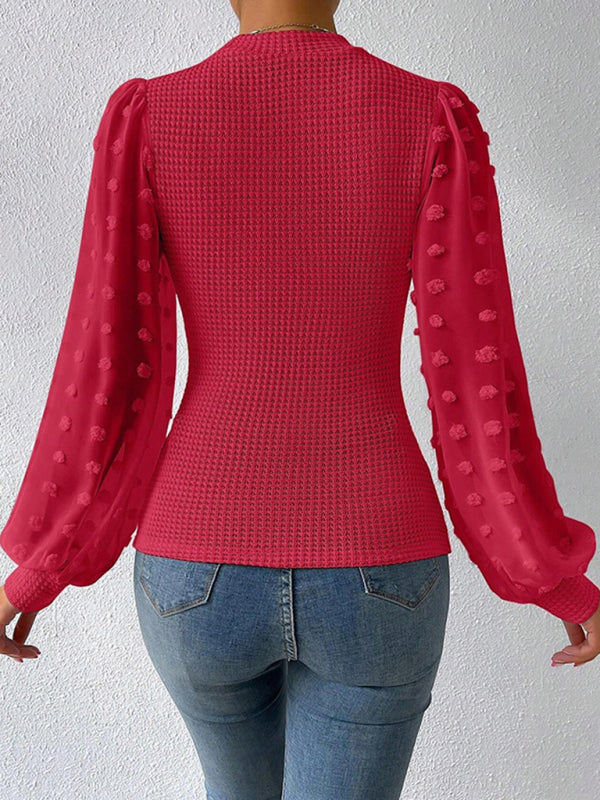 Women's New Fashionable Round Neck Spliced Long Sleeve Sweater-[Adult]-[Female]-2022 Online Blue Zone Planet