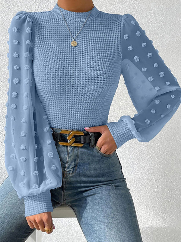 Women's New Fashionable Round Neck Spliced Long Sleeve Sweater-[Adult]-[Female]-2022 Online Blue Zone Planet