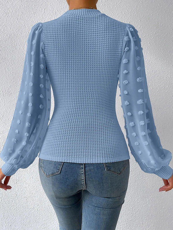 Women's New Fashionable Round Neck Spliced Long Sleeve Sweater-[Adult]-[Female]-2022 Online Blue Zone Planet