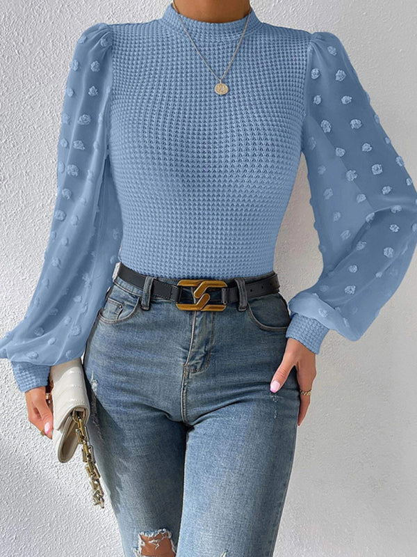 Women's New Fashionable Round Neck Spliced Long Sleeve Sweater-[Adult]-[Female]-Pink-S-2022 Online Blue Zone Planet