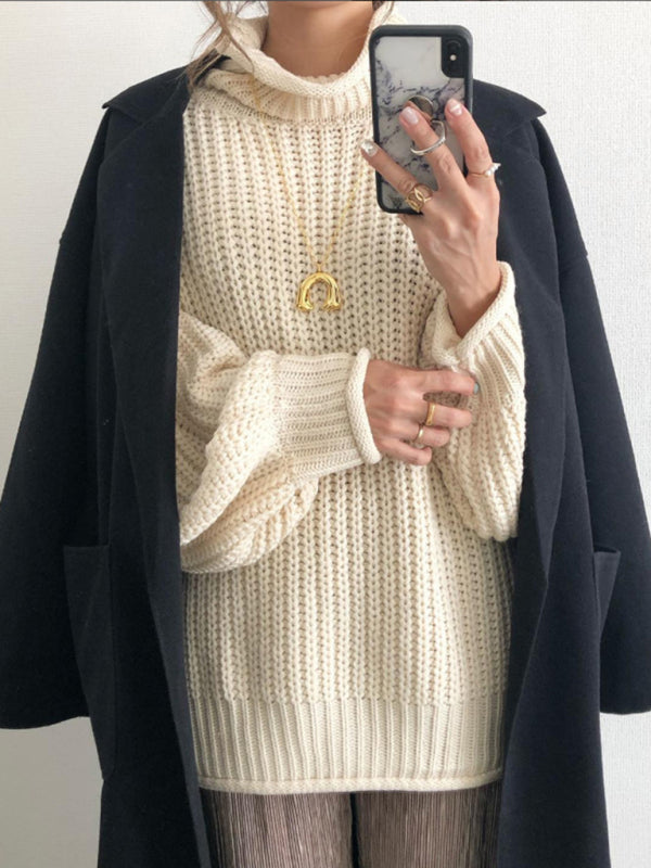 women's casual loose pullover sweater-[Adult]-[Female]-Cracker khaki-FREESIZE-2022 Online Blue Zone Planet