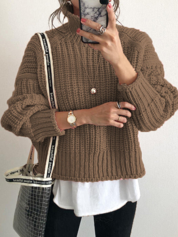 women's casual loose pullover sweater-[Adult]-[Female]-Khaki-FREESIZE-2022 Online Blue Zone Planet
