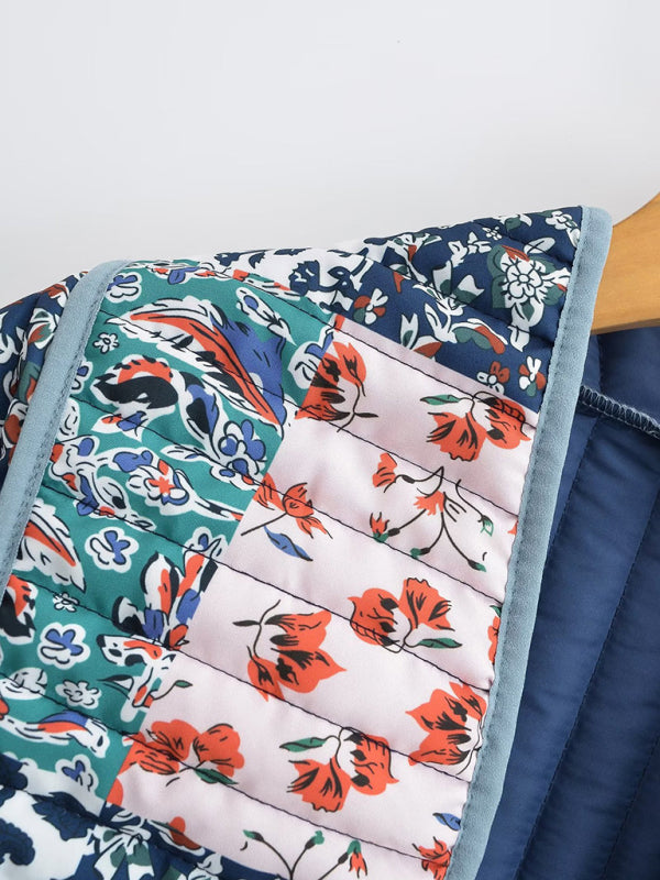 Blue Zone Planet | Moira's Loose Boho Floral Quilted Thin Short Coat-TOPS / DRESSES-[Adult]-[Female]-2022 Online Blue Zone Planet