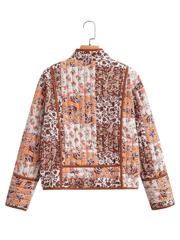 Blue Zone Planet | Moira's Loose Boho Floral Quilted Thin Short Coat-TOPS / DRESSES-[Adult]-[Female]-2022 Online Blue Zone Planet