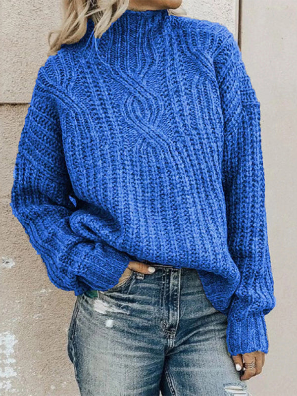 Blue Zone Planet |  pullover turtleneck twist knitted sweater top BLUE ZONE PLANET