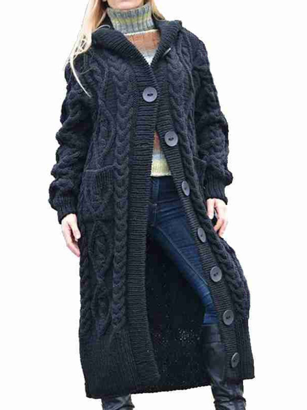 Blue Zone Planet |  loose warm hooded cardigan sweater BLUE ZONE PLANET