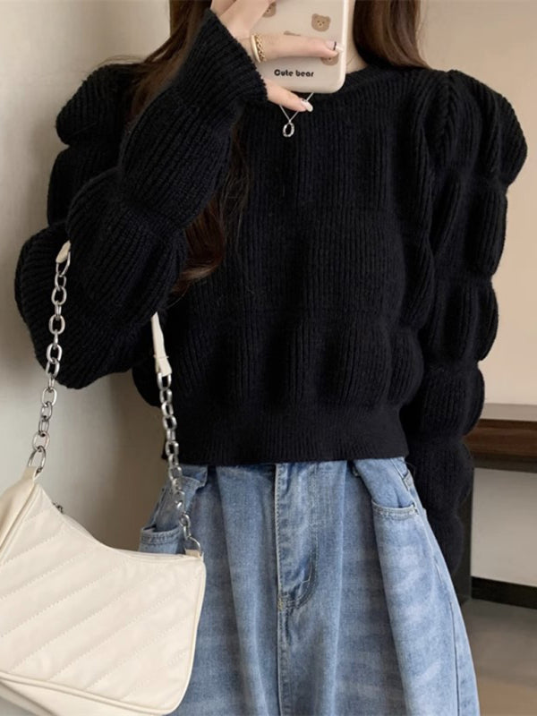 Women's high waist short knitted sweater top-[Adult]-[Female]-2022 Online Blue Zone Planet