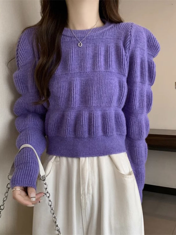 Women's high waist short knitted sweater top-[Adult]-[Female]-2022 Online Blue Zone Planet