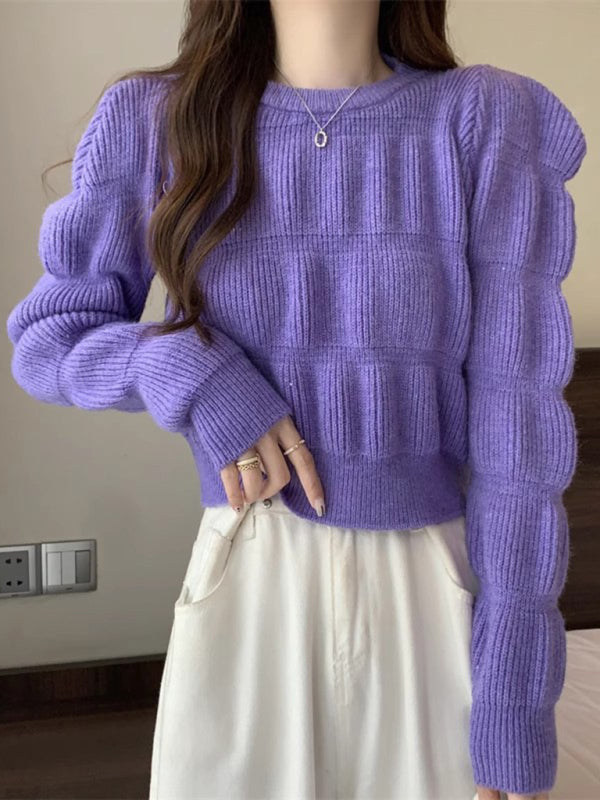 Women's high waist short knitted sweater top-[Adult]-[Female]-2022 Online Blue Zone Planet