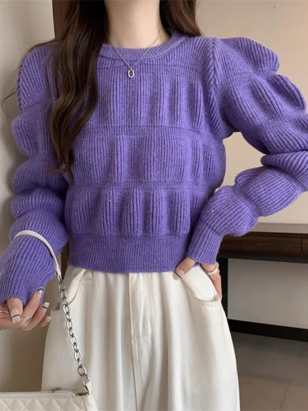 Women's high waist short knitted sweater top-[Adult]-[Female]-2022 Online Blue Zone Planet
