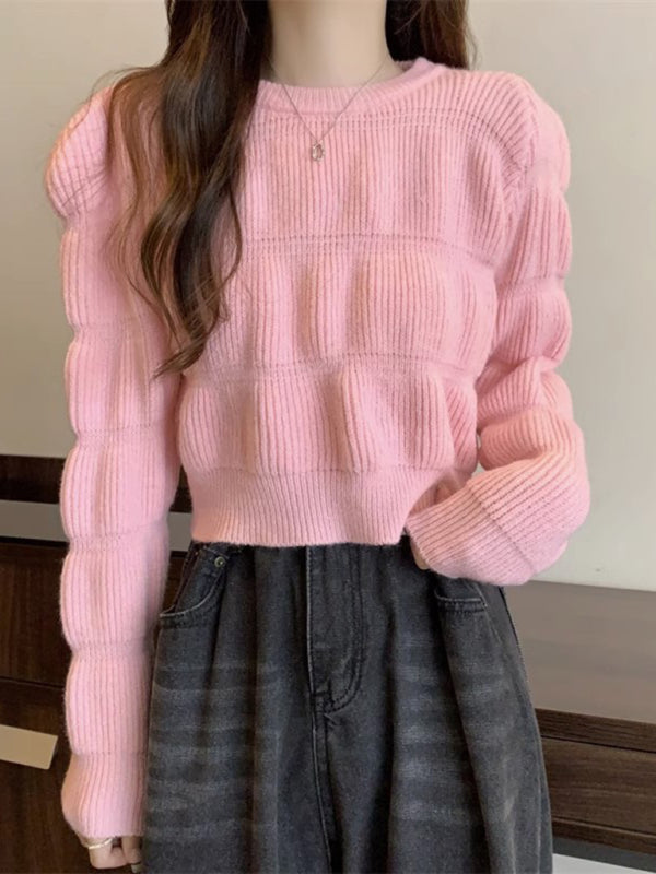 Women's high waist short knitted sweater top-[Adult]-[Female]-2022 Online Blue Zone Planet