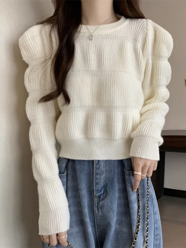 Women's high waist short knitted sweater top-[Adult]-[Female]-2022 Online Blue Zone Planet