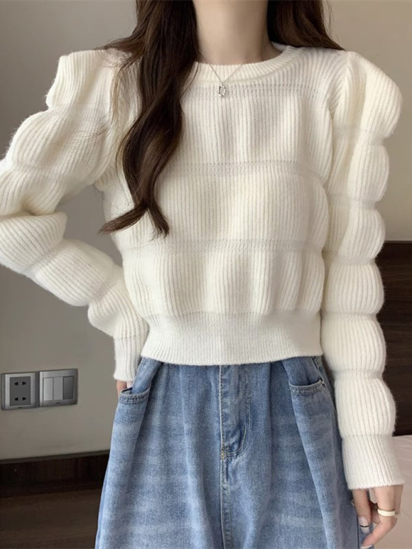Women's high waist short knitted sweater top-[Adult]-[Female]-2022 Online Blue Zone Planet