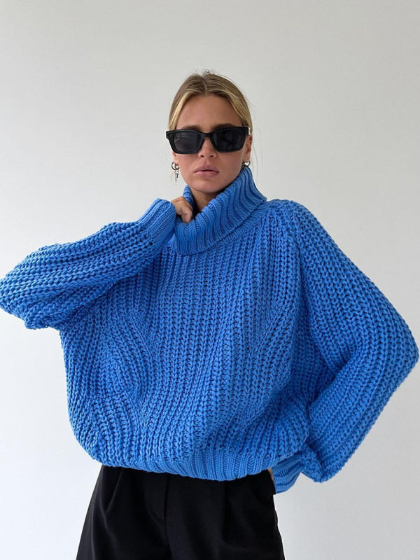 New women's loose casual versatile long-sleeved sweater-[Adult]-[Female]-Blue-S-2022 Online Blue Zone Planet