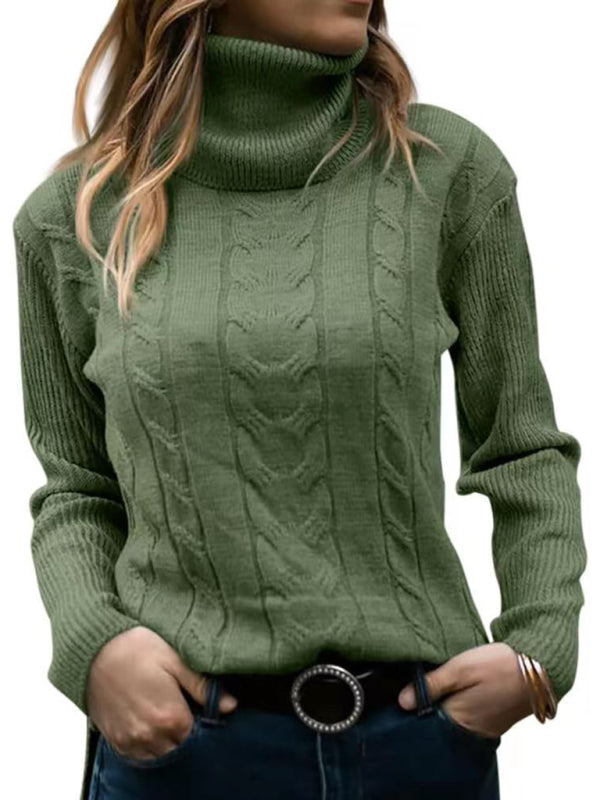 New Women's Solid Color Turtleneck Sweater Retro Long Sleeve Sweater-[Adult]-[Female]-Pale green-S-2022 Online Blue Zone Planet