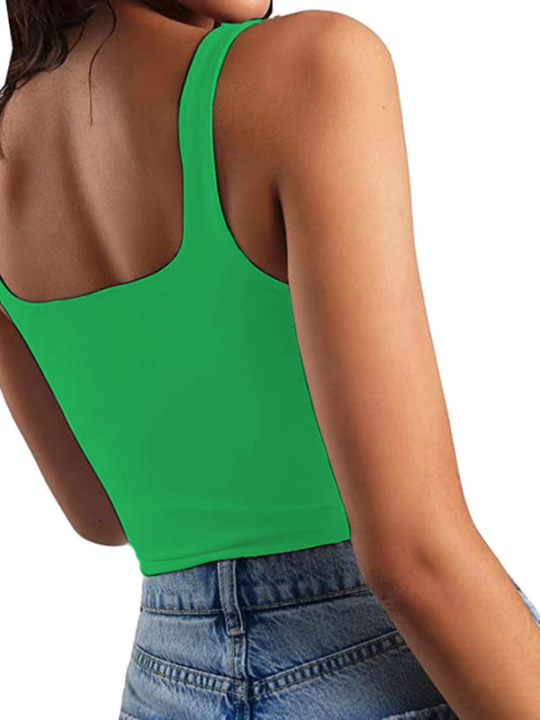 Blue Zone Planet | Women's solid color sexy trendy midriff-baring short vest-TOPS / DRESSES-[Adult]-[Female]-2022 Online Blue Zone Planet