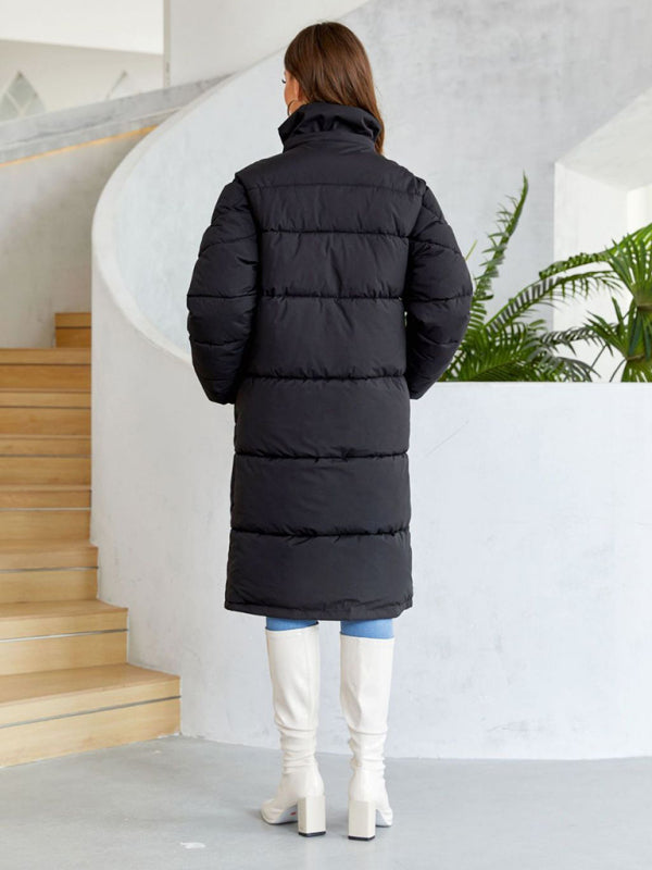 warm windproof zipper thickened long coat BLUE ZONE PLANET