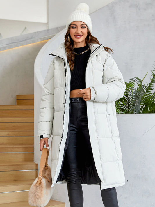 warm windproof zipper thickened long coat