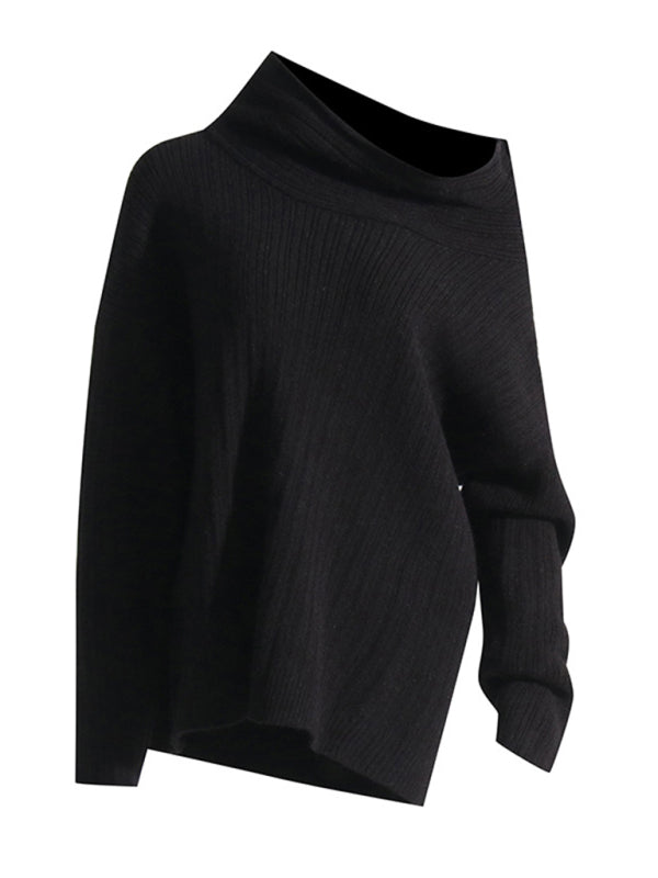 Blue Zone Planet | style one-line collar loose knitted sweater long-sleeved sweater BLUE ZONE PLANET