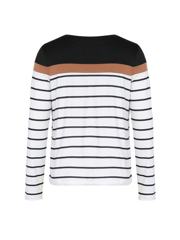 New Women's Striped Long Sleeve Sweater BLUE ZONE PLANET