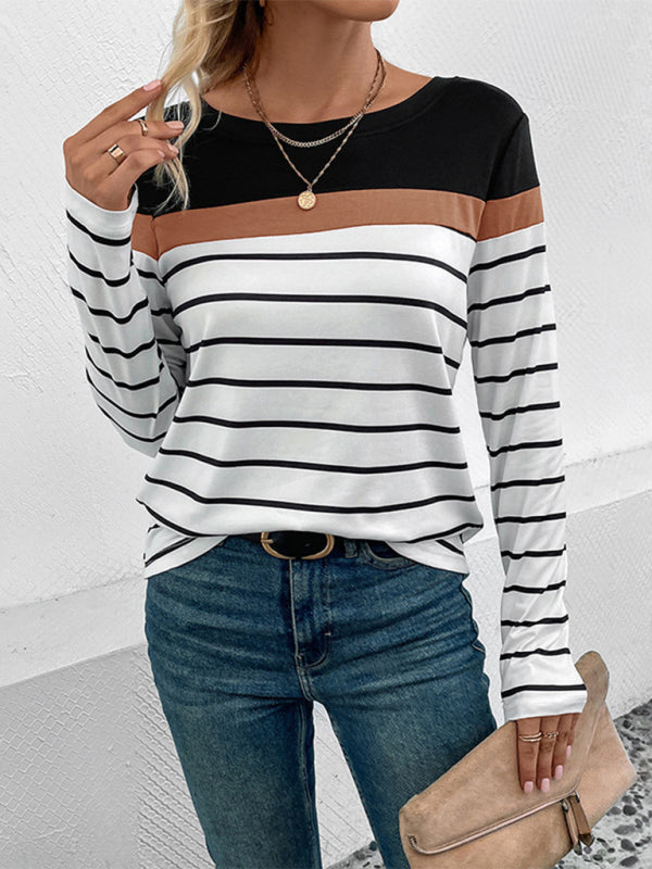 New Women's Striped Long Sleeve Sweater BLUE ZONE PLANET