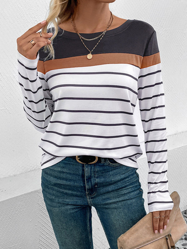 New Women's Striped Long Sleeve Sweater BLUE ZONE PLANET